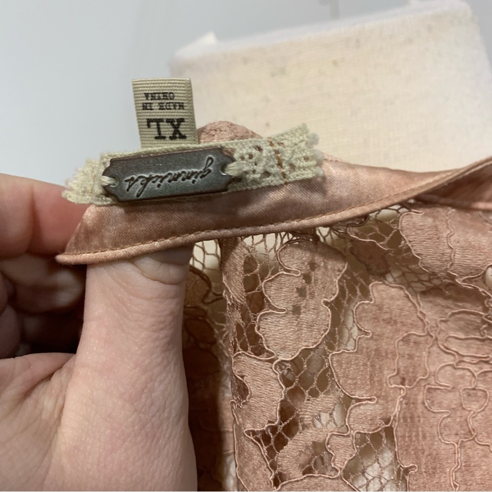 BKE Gimmicks Elegant Lace‎ Boho Chic Western Women's Top in Tan Mauve XL 2325 - Picture 10 of 15